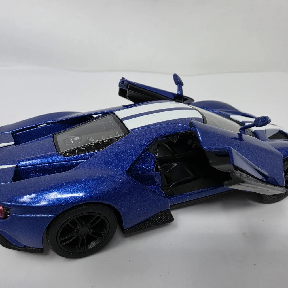 Kinsmart Ford GT Blue White Racing Stripes Race Car